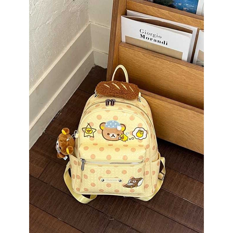 专柜品牌可爱卡通书包彩色波点双肩包轻松熊双肩包韩系背包多巴胺