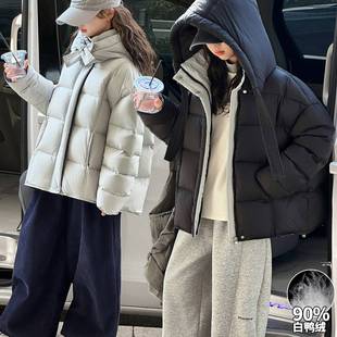 商场品牌女童冬季90白鸭绒羽绒服儿童2025新款洋气中大童韩版加厚