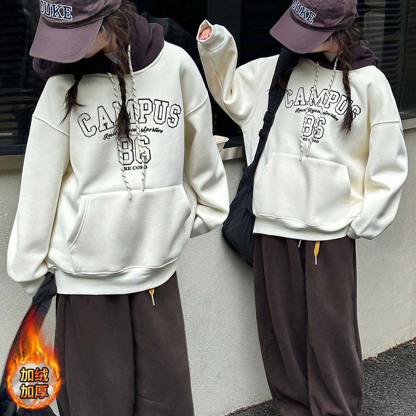 商场品牌女童秋冬加绒卫衣2025新款童装儿童冬季一体绒加厚上衣潮