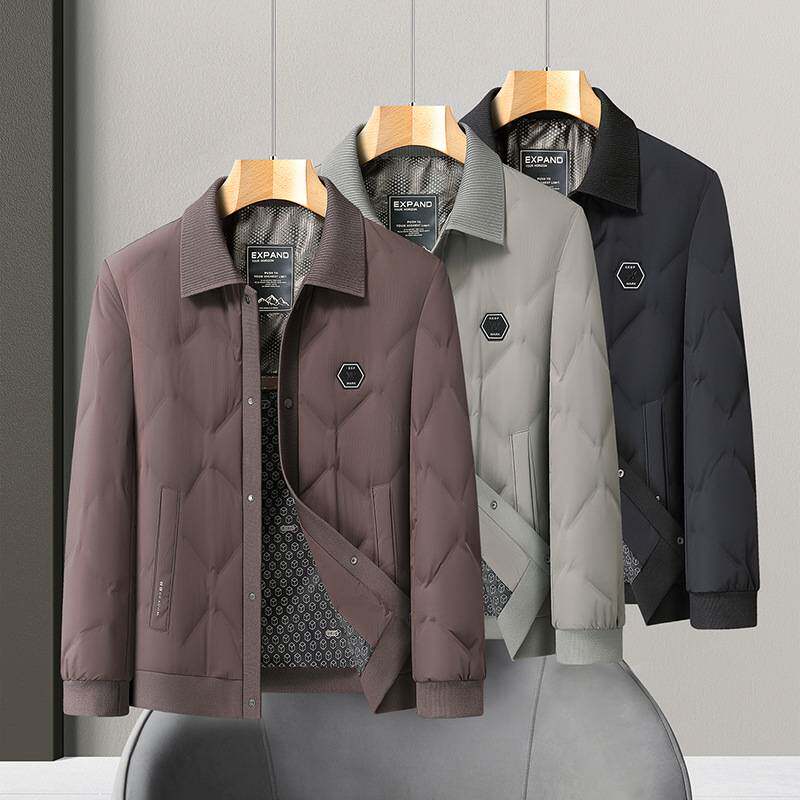 商场品牌中青年男士夹克棉衣秋冬2025翻领商务休闲短款外套爸爸装
