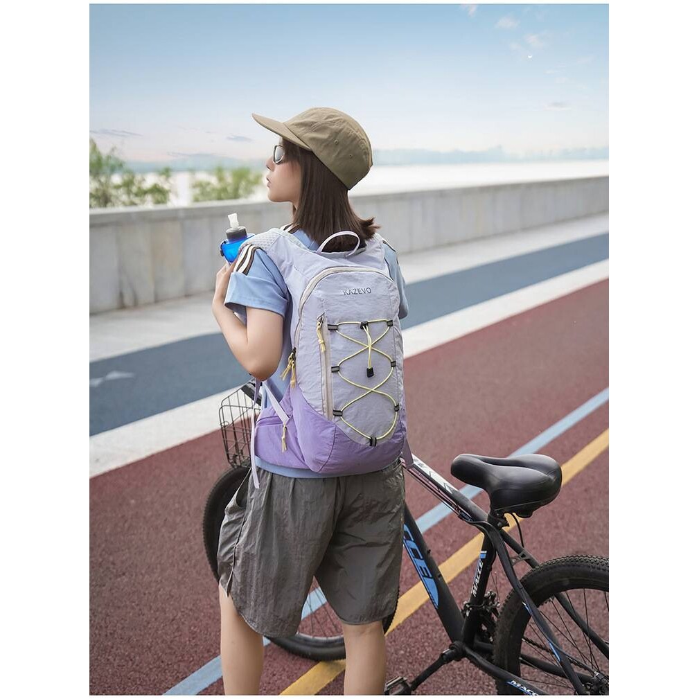专柜品牌雾调灰紫撞色机能登山背包情侣款户外出游露营骑行轻量化