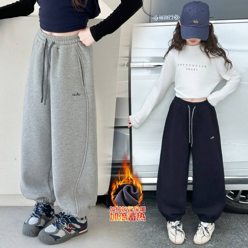 商场品牌女童裤子秋冬2025新款儿童洋气时髦宽松休闲卫裤中大童加
