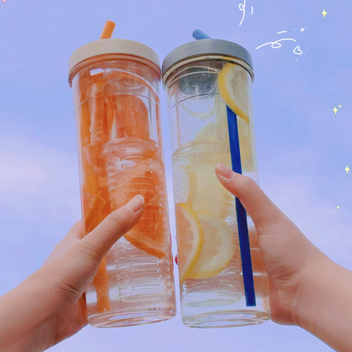 网红水杯ins冷萃便携带吸管水杯女户外吸管杯宜居家用泡茶杯700ml
