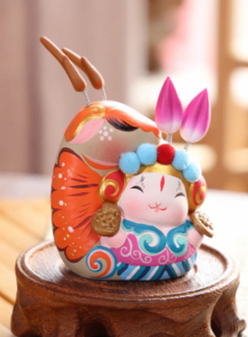 吉兔坊泥塑招财中式客厅手工金蟾