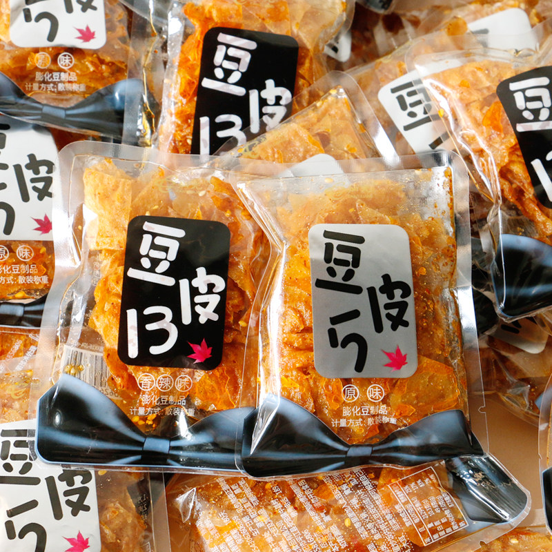 湖南平江灿光豆皮500g原味香辣味辣片小包装麻辣豆片散称休闲零食