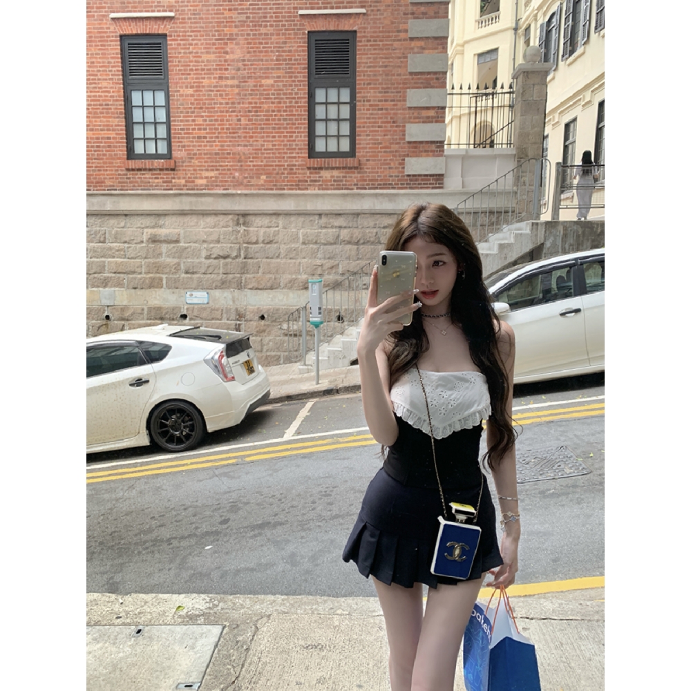 纯欲风鱼骨抹胸上衣开衫两件套女