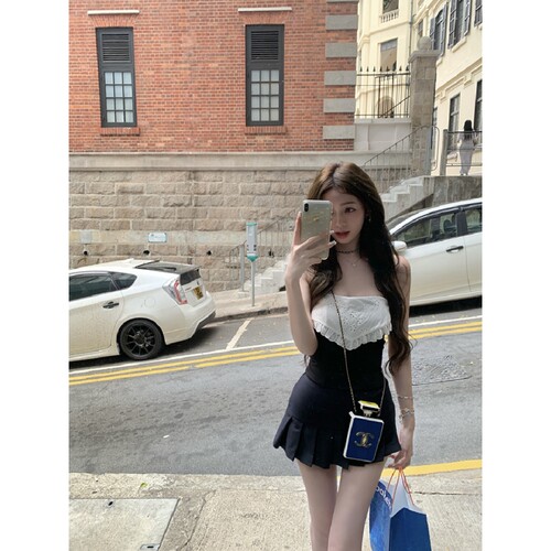纯欲风鱼骨抹胸上衣开衫两件套女