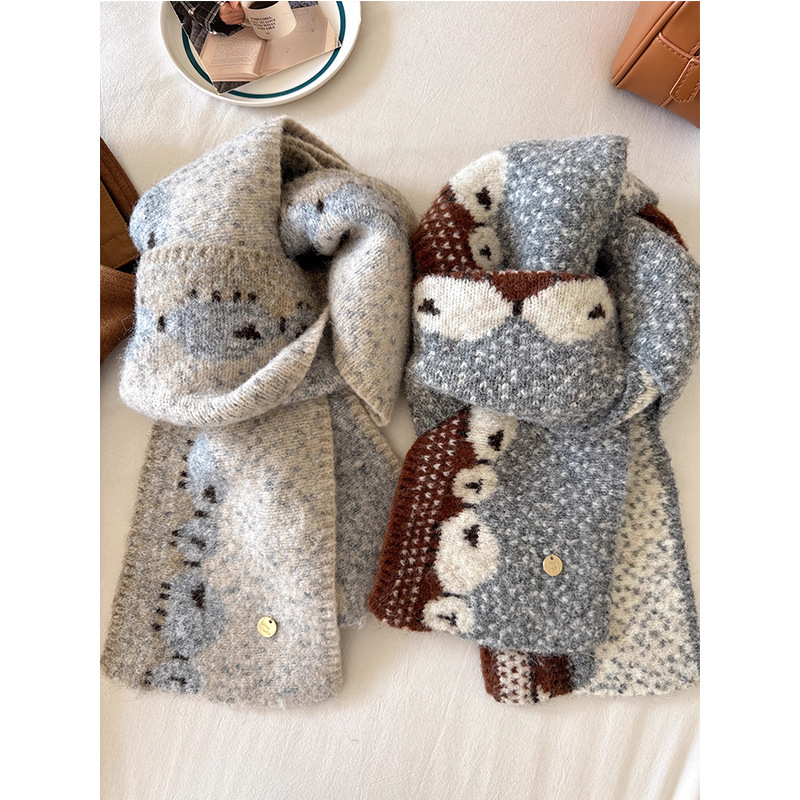 围巾女冬季2025新款韩版ins可爱绵羊百搭针织保暖防寒情侣围脖男