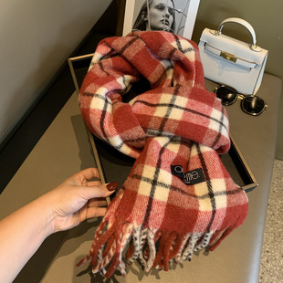 新款英伦风爱丁堡红经典格纹羊毛围巾女秋冬羊绒披肩两用保暖围脖