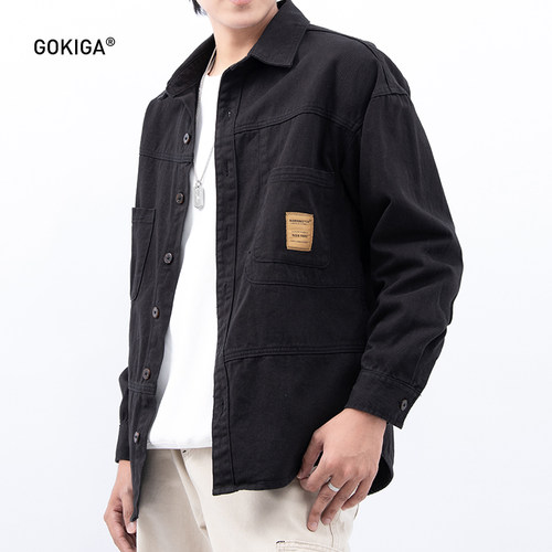 gokiga工装长袖衬衫夹克