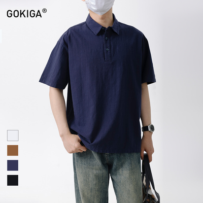GOKIGA日系宽松polo衬衫