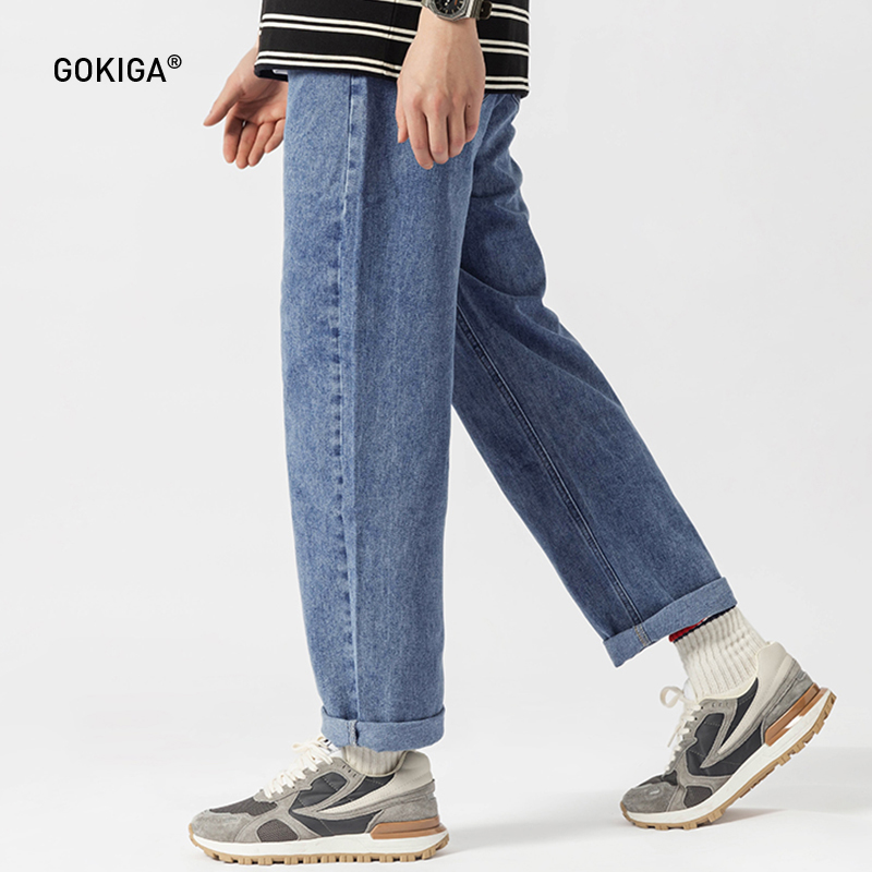 水洗直筒宽松牛仔裤GOKIGA宫崎迦