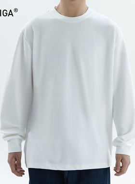 GOKIGA宫崎迦290g重磅亲肤圆领长袖T恤男 春秋纯色内搭打底衫2320