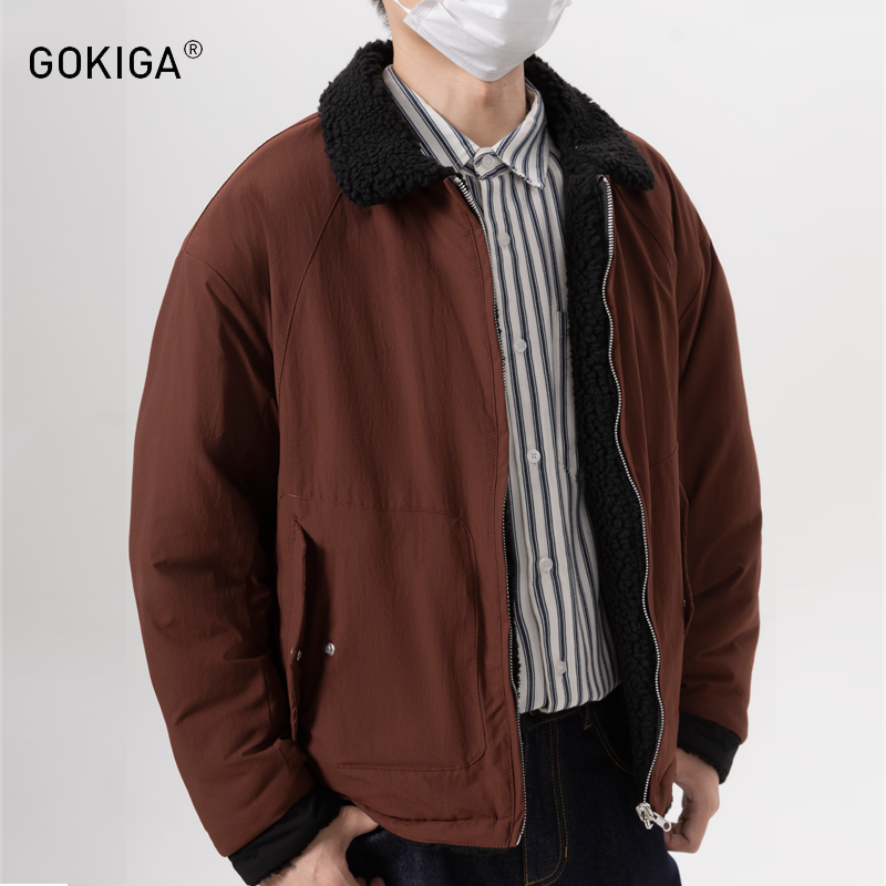 GOKIGA冬季羊羔绒双面穿立领棉服