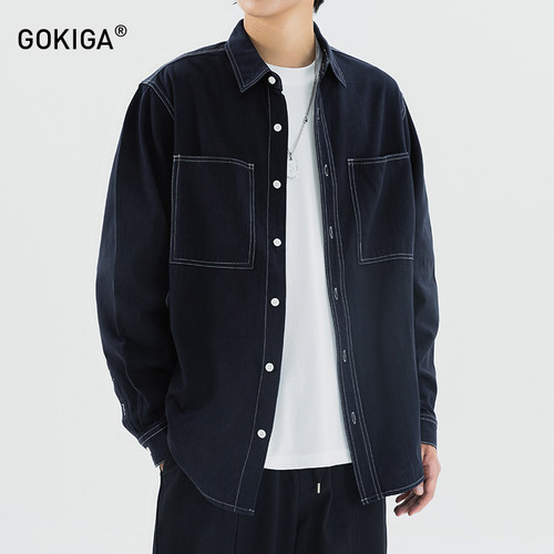 gokiga宫崎迦日系休闲牛仔衬衫