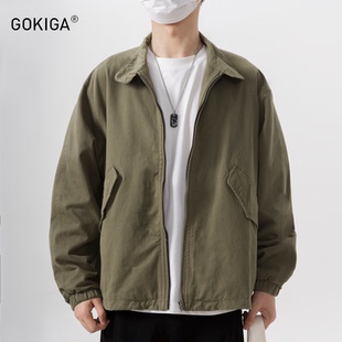 GOKIGA宫崎迦复古宽松水洗立领夹克男潮流百搭工装外套秋1823