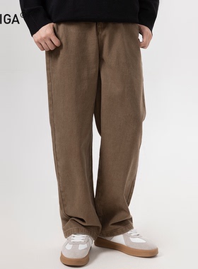 GOKIGA 宫崎迦纯棉直筒宽松休闲裤男日常潮流松紧腰工装裤男9013