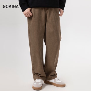 GOKIGA 宫崎迦纯棉直筒宽松休闲裤男日常潮流松紧腰工装裤男9013