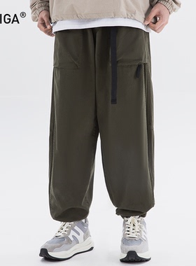 GOKIGA宫崎迦日系潮牌阔腿休闲卫裤宽松束脚哈伦工装裤男3803
