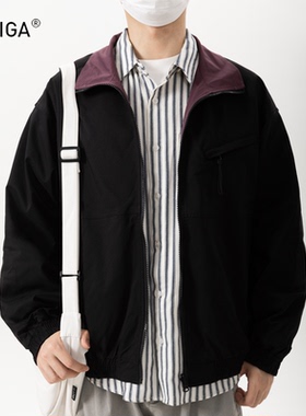 GOKIGA宫崎迦2025新款潮流拼色双面穿夹克男秋季百搭休闲外套9308