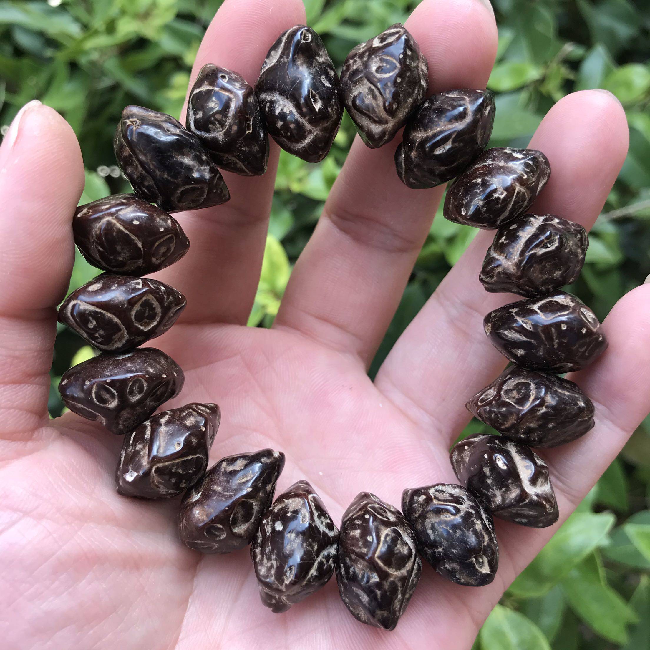 天然黑色天台莲台鬼脸菩提子佛珠手串文玩饰品念珠手链男女款