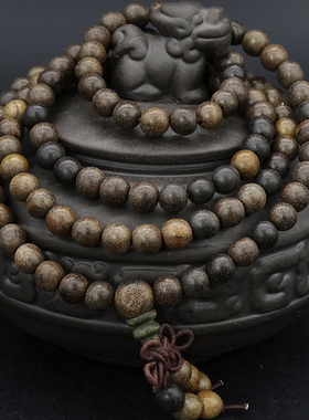 四川乌木阴沉木佛珠金丝楠手串