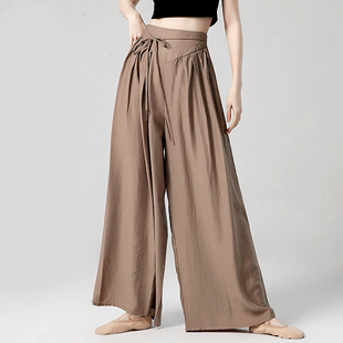 现代舞裤子女高腰垂感阔腿裤显瘦古典舞练功服装新中式成人舞蹈裤