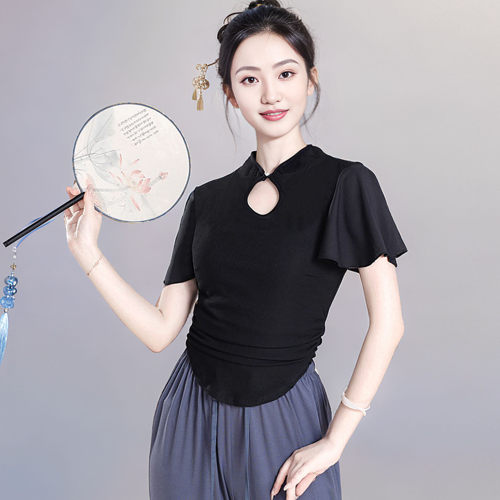 新款上衣练功服中国舞旗袍短袖女