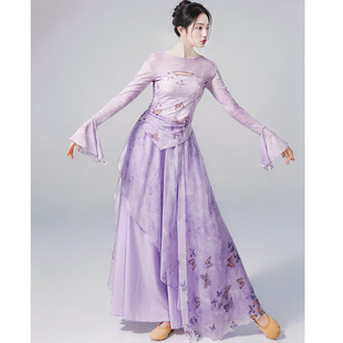 古典舞服装女飘逸练功服中国风水墨蝴蝶身韵服纱衣上衣裙裤演出服