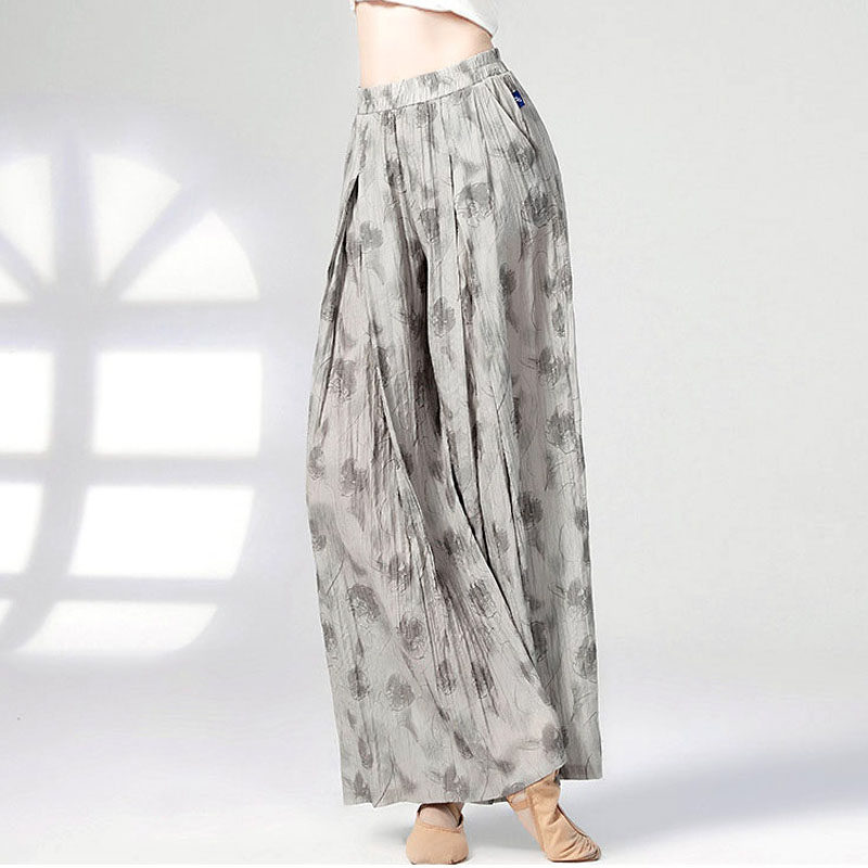 新中国风舞蹈练功服装印花长裤女