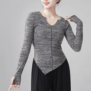 斜角上衣中国舞民族古典舞形体练功服艺考 长袖 现代舞蹈服装 女修身