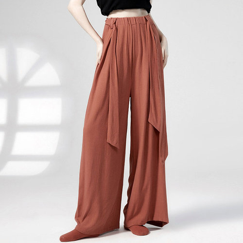 古典舞蹈裤女中国舞直筒飘带长裤