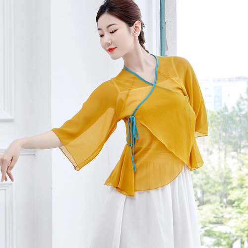 古典舞雪纺飘逸仙美开衫练功服女