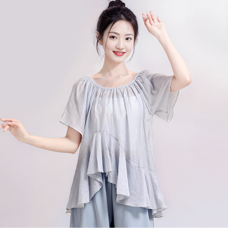 身韵宽松短袖纱衣飘逸练功服成人