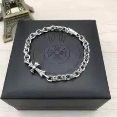 Silver Gill S925 Pure Silver Vintage Thai Silver Bracelet, Personalized Fashion Cross Bracelet for Couples, Men and Women, Long and Short Styles