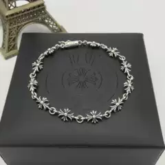 S925 Sterling Silver Bracelet, Retro Thai Silver, Personalized Fashion Cross Bracelet, Trendy Men and Women Couple Style, European and American Trendy Accessories