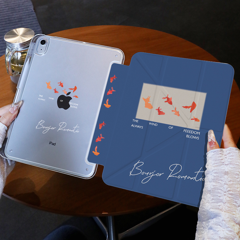 鲤鱼适用ipad11代2025保护壳a16透明ipadair7女air6/5/4亚克力pro11寸透明MINI7/10代10.9保护套98带笔槽10.2
