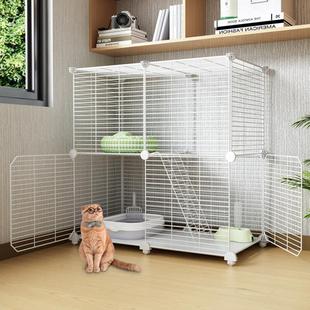 猫笼子家用室内别墅厕所一体猫咪幼猫养猫舍猫窝猫屋上下两层新型