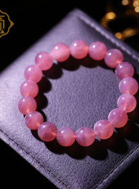 顽石灵 毕业级浓郁粉紫色星光大颗粒粉水晶圆珠手串W2-26