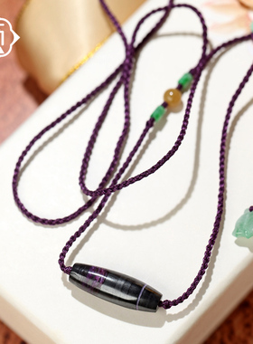 顽石灵 精品铁皮包浆匣茄紫色舒俱来路路通吊坠颈链W1-262
