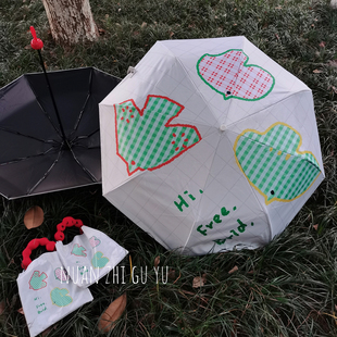 格子雨伞女晴雨两用自动小众超防风防晒紫外线便携遮阳太阳伞ins