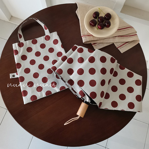 复古波点小众高颜值晴雨两用雨伞