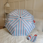 小清新条纹雨伞女晴雨两用便携小众高颜值遮阳防晒紫外线太阳伞