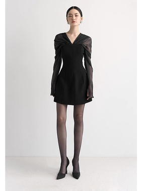 纯欲YCH内搭御姐修身显瘦黑色春夏2025新款长袖连衣裙女气质 时尚