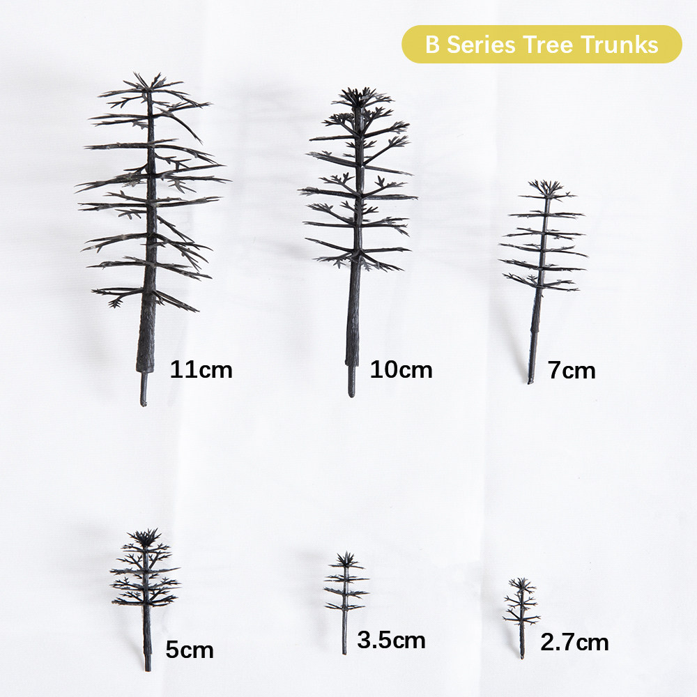 2.7-11cm塑胶树杆微缩迷你模型树行道树微景观火车沙盘迷你植物