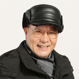 皮帽防寒雷锋帽老人真皮帽子男土爸爸冬季70岁保暖护耳朵老爸牛皮