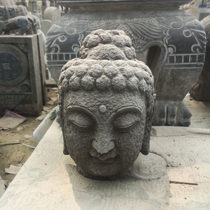 手工仿古青石做旧石头佛头佛首汉白玉石雕佛像头像家居装饰品摆件