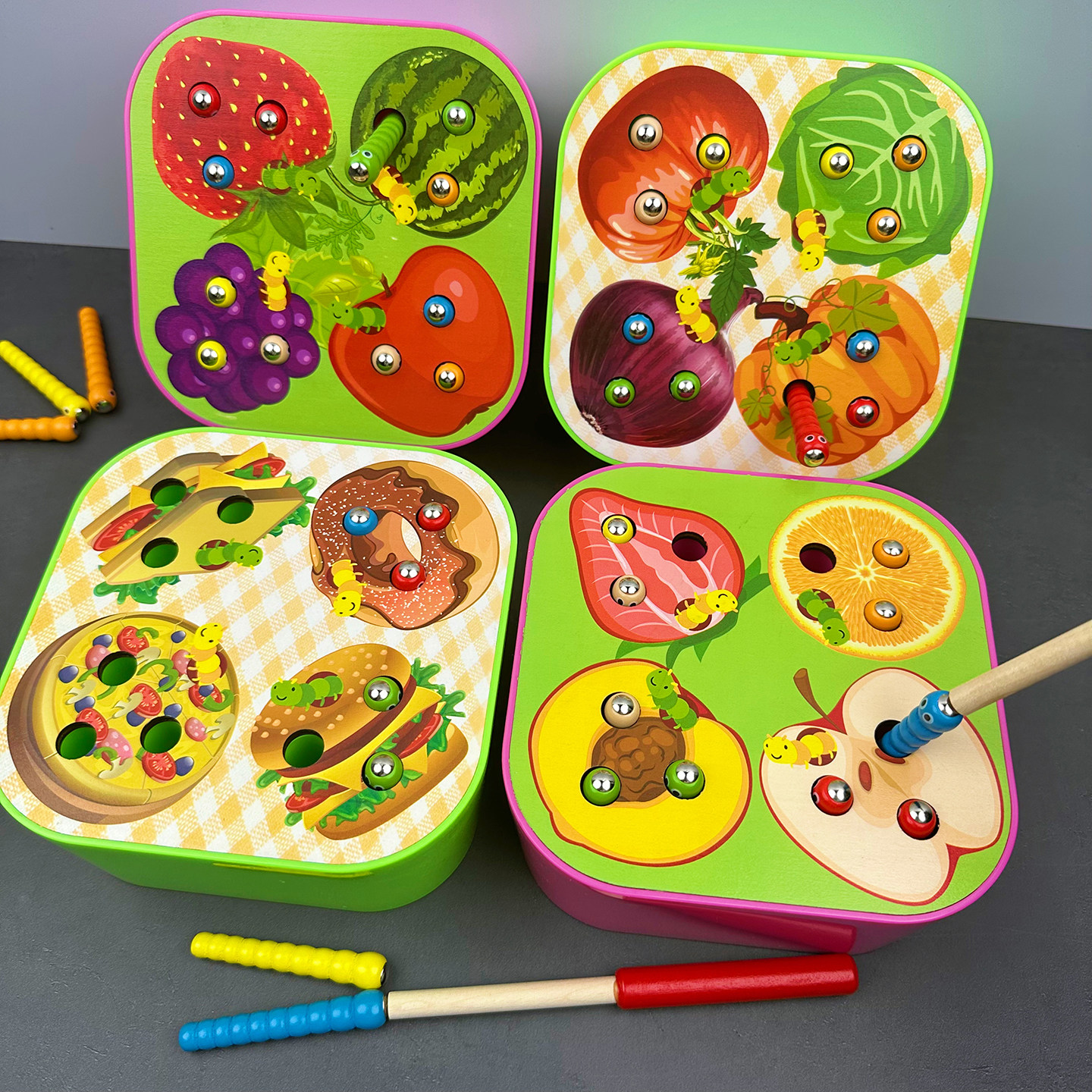 磁吸力水果蔬菜认知抓捉毛毛虫子玩具手眼协调宝宝蒙氏早教幼儿园,玩具/童车/益智/积木/模型,钓鱼类玩具,淘宝优惠券,粉丝福利购,淘宝优惠卷