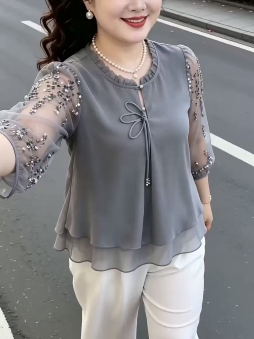 2026夏季新款妈妈装国风洋气中老年女装短袖中式上衣时尚大码宽松