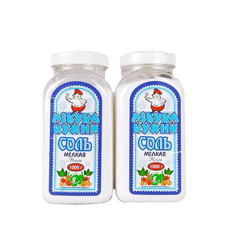 俄罗斯无碘盐原装进口俄大厨瓶装调料1000克不加碘食用盐细盐矿盐
